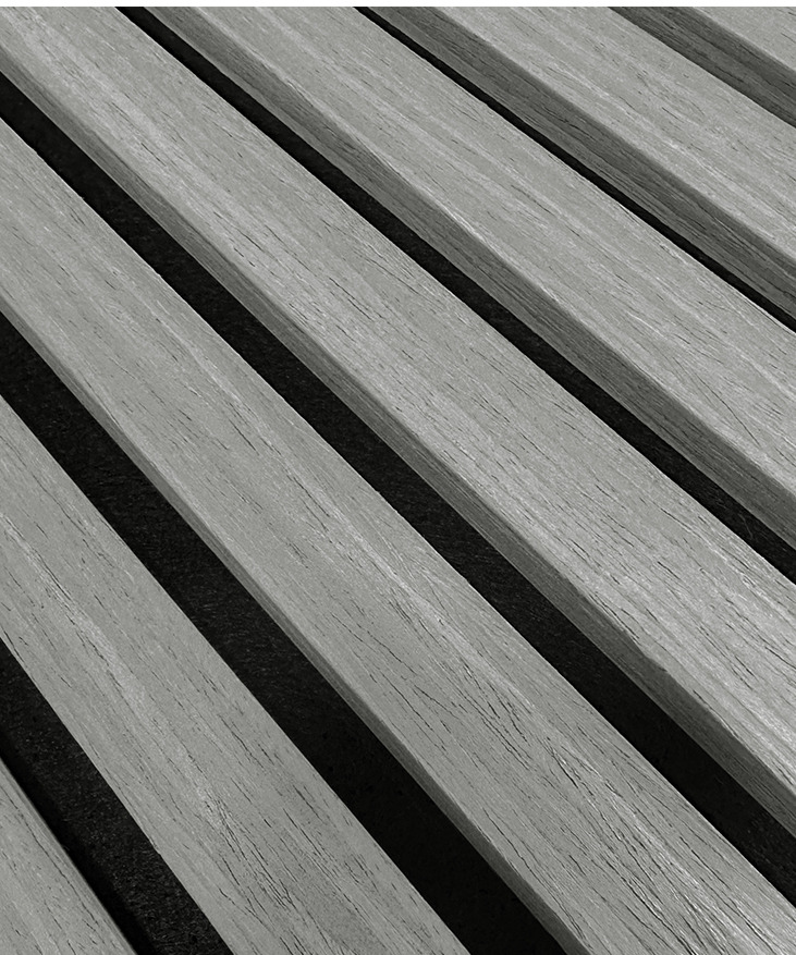 Detail lamiel a čiernej akustickej textílie obkladu VENEER Grey